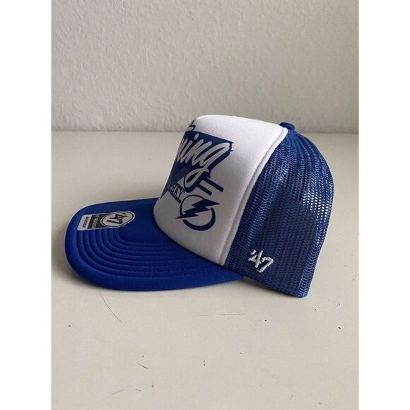 47 Brand Hang Out Tampa Bay Lightning Trucker Hat One Size Adjustable Blue White - Picture 4 of 13